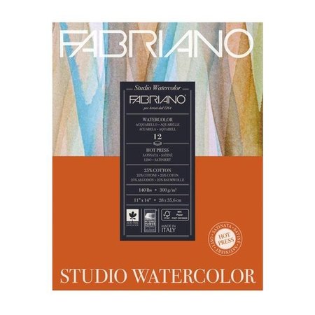 SAVOIR-FAIRE Savoir-Faire 1593741 Fabriano Studio Watercolor Hot Press Pad - 11 x 14 in. - 12 Sheets 1593741